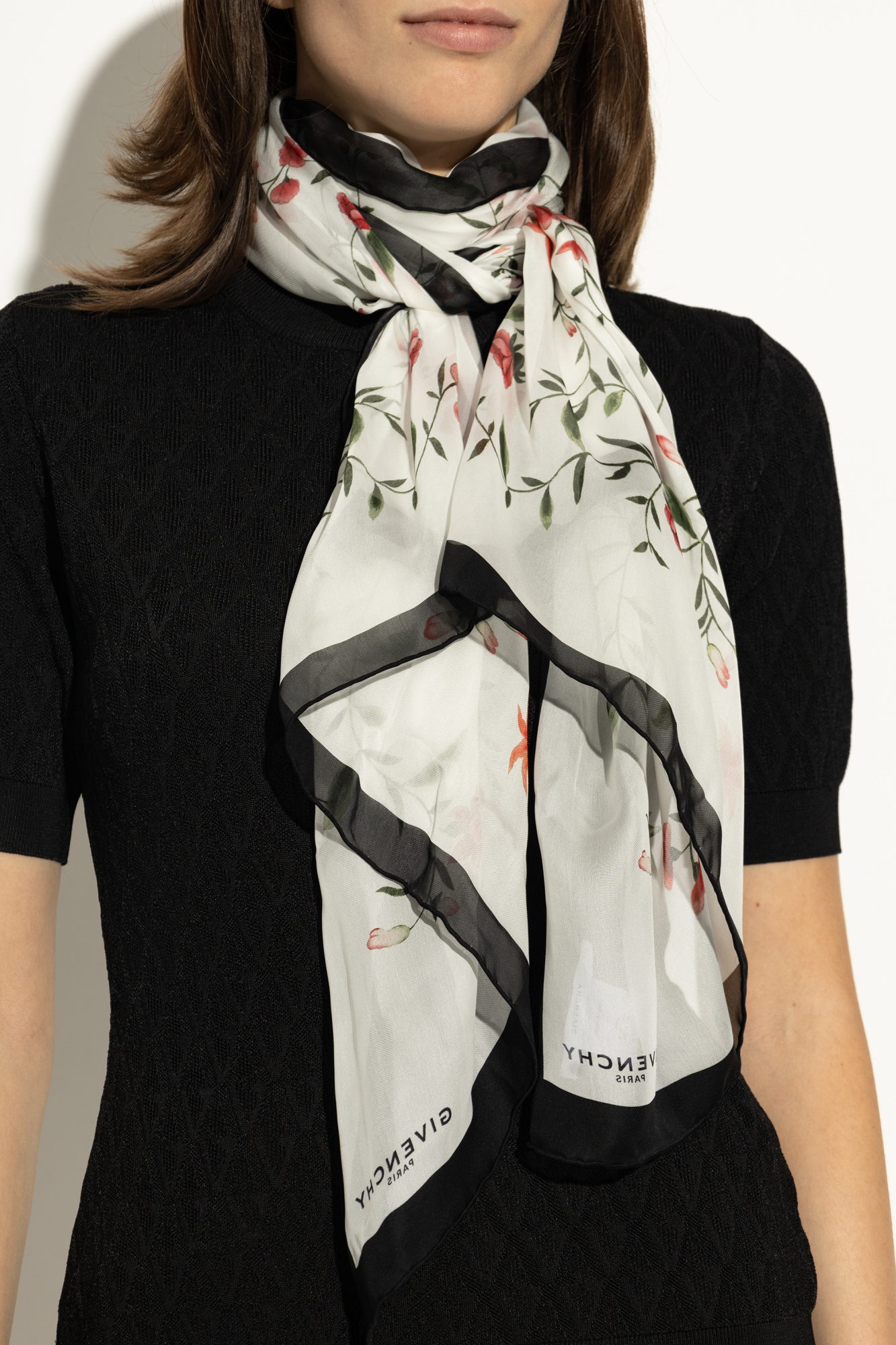 スカーフ GIVENCHY Scarves Givenchy Scarf Black Green Botanical Floral Dragonfly